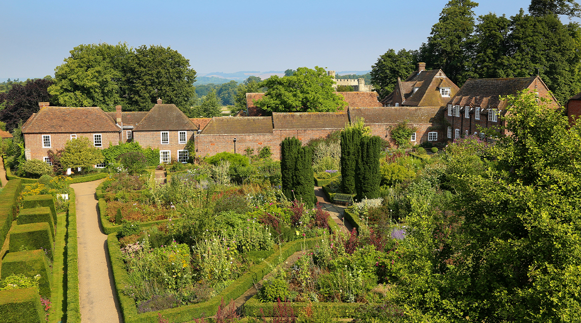 An aerial view of Lady Baillie's beautiful garden